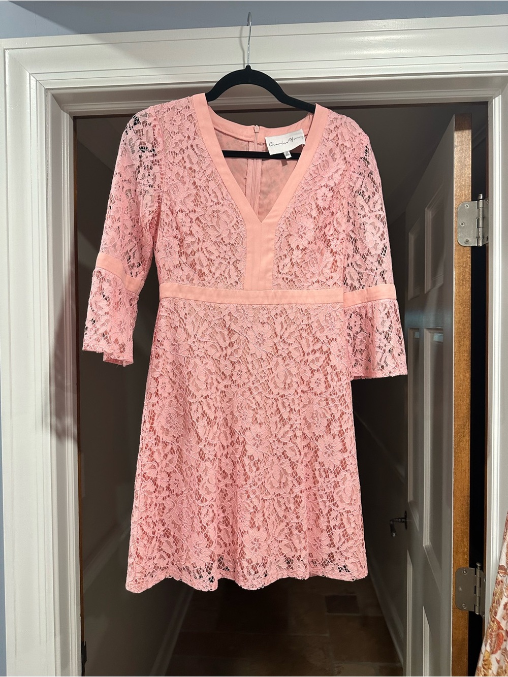 Charles Henry Pink Lace Cocktail Dress